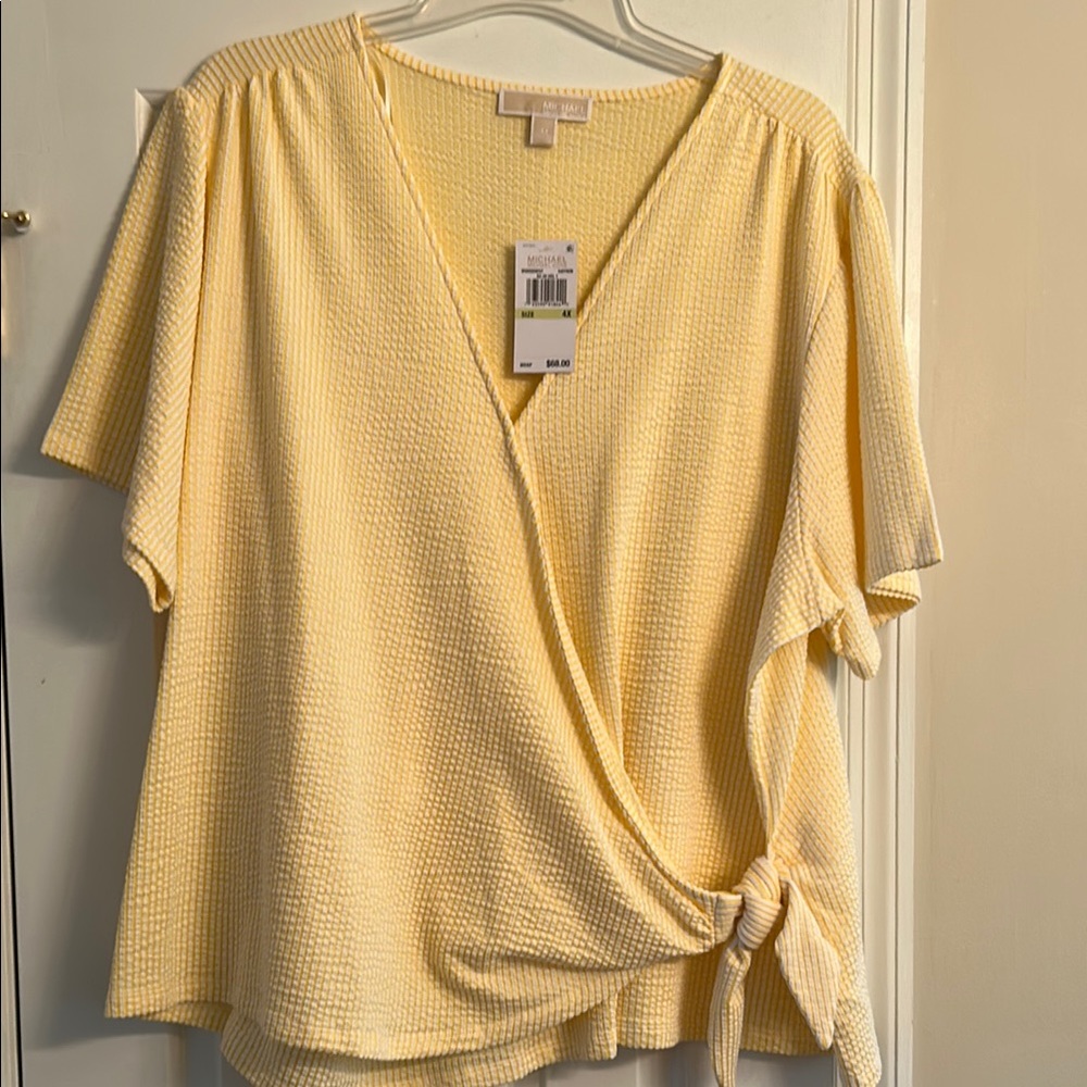 Michael Kors Yellow Wrap Top Size 4X